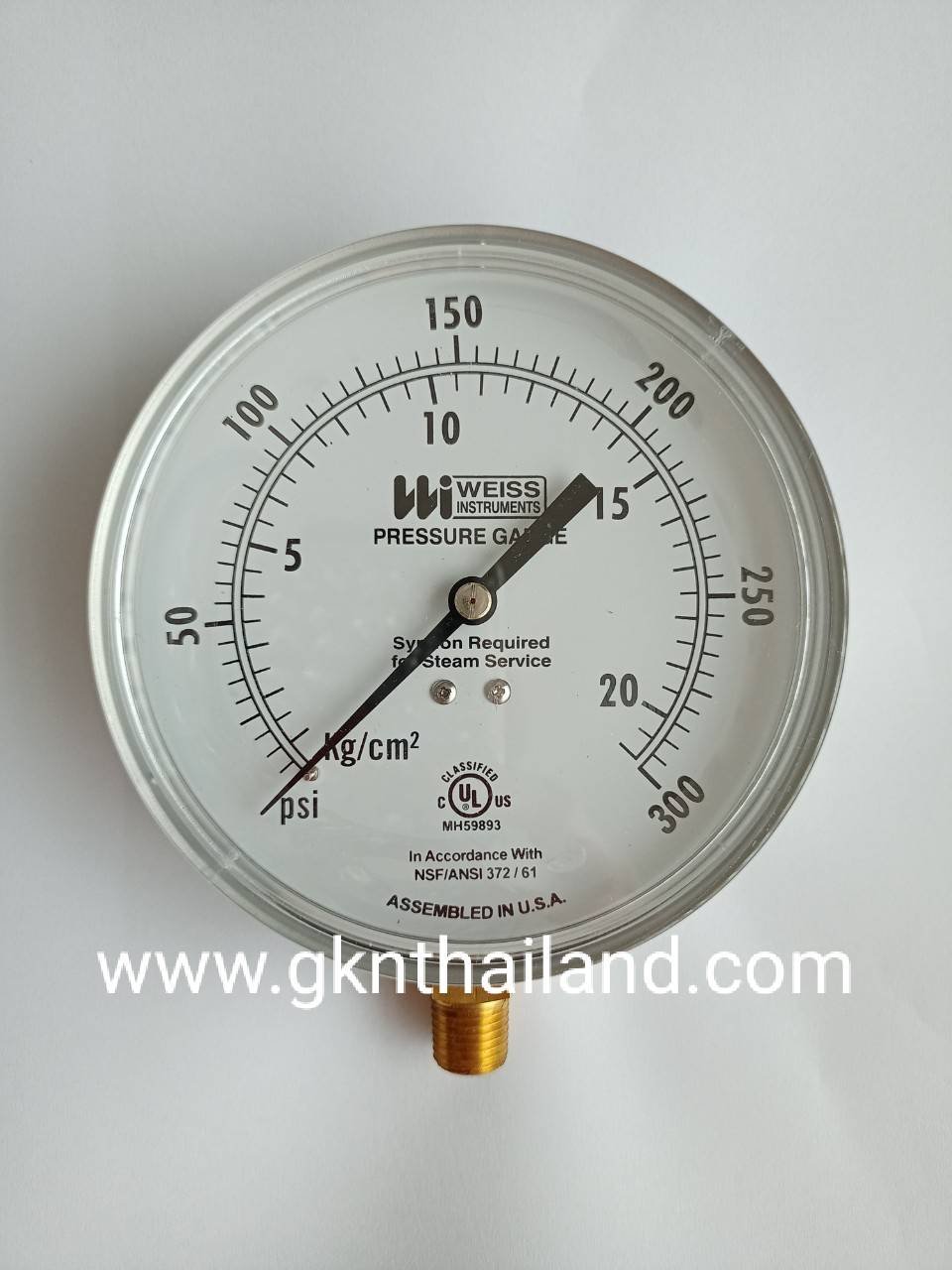 "WEISS" Pressure gauge Model : 4CTS-1 Range 0-300 psi & 0-21 kg/cm2 Body : sus304 Dial.4.5" Conn.brass 1/4"npt Bottom เกจวัดแรงดัน ยี่ห้อ "Weiss" รุ่น 4CTS-1 แรงดัน 0-300 psi & 0-21 kg/cm2 ขนาดหน้าปัทม์ 4.5" ตัวเ